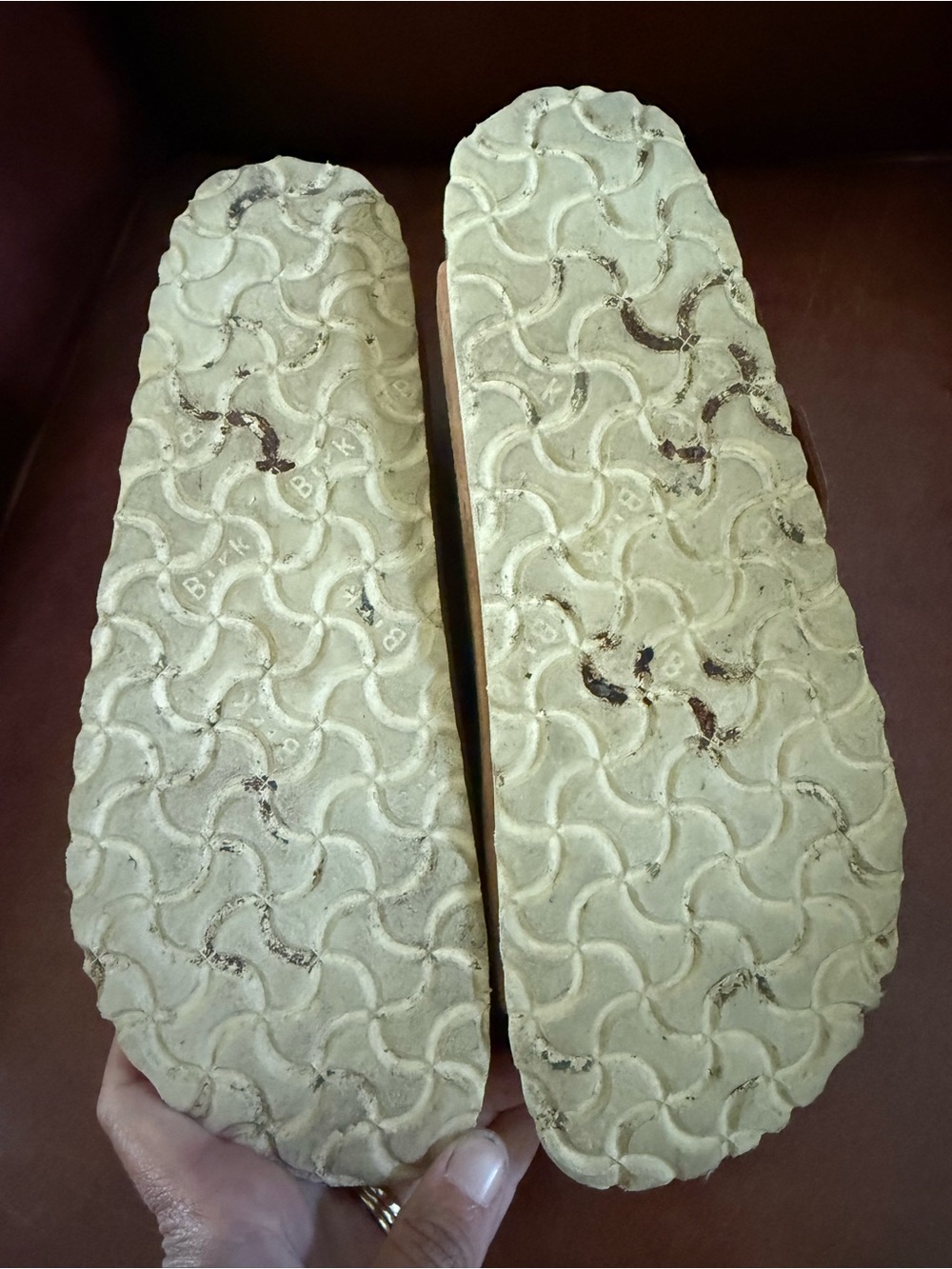 Birkenstock Big BuckleArizona TwoStrap Sandals in Chestnut Brown w/ Gold Buckles - Picture 4 of 5